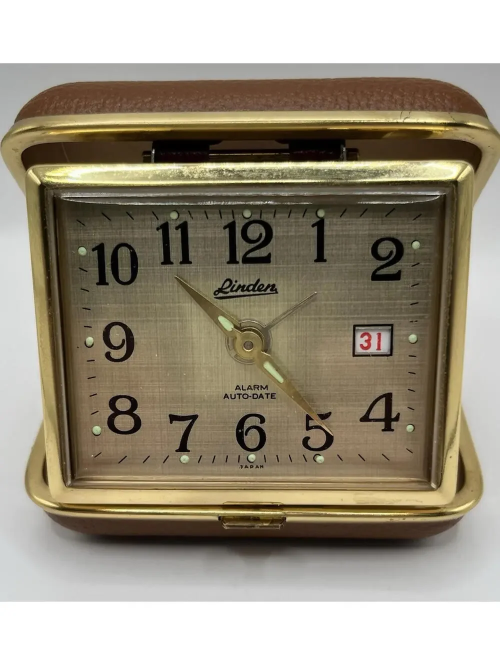 Vintage Linden Folding Travel Alarm Auto Date Clock-Parts Only-Non Working